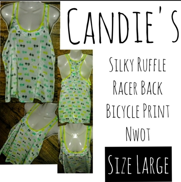 Candie's Top Size L Chiffon Ruffle Racerback - Picture 10 of 11
